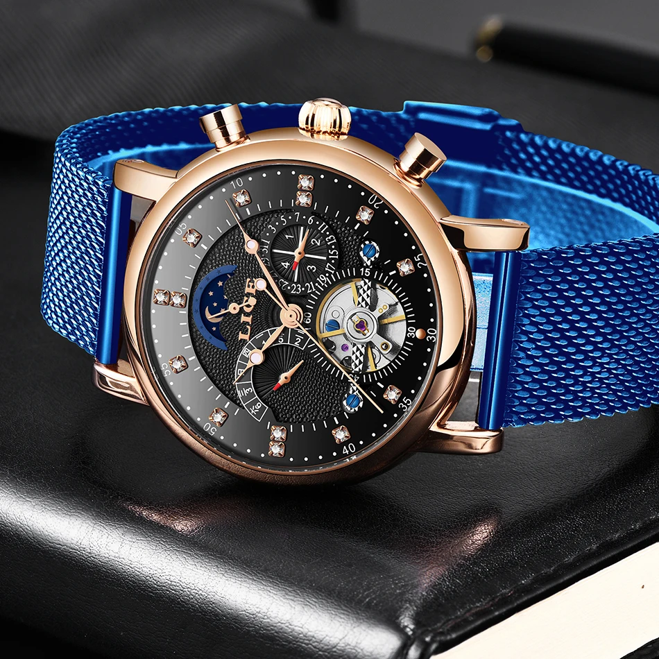 2019 LIGE деловые часы Мужские автоматические светящиеся мужские Tourbillon
