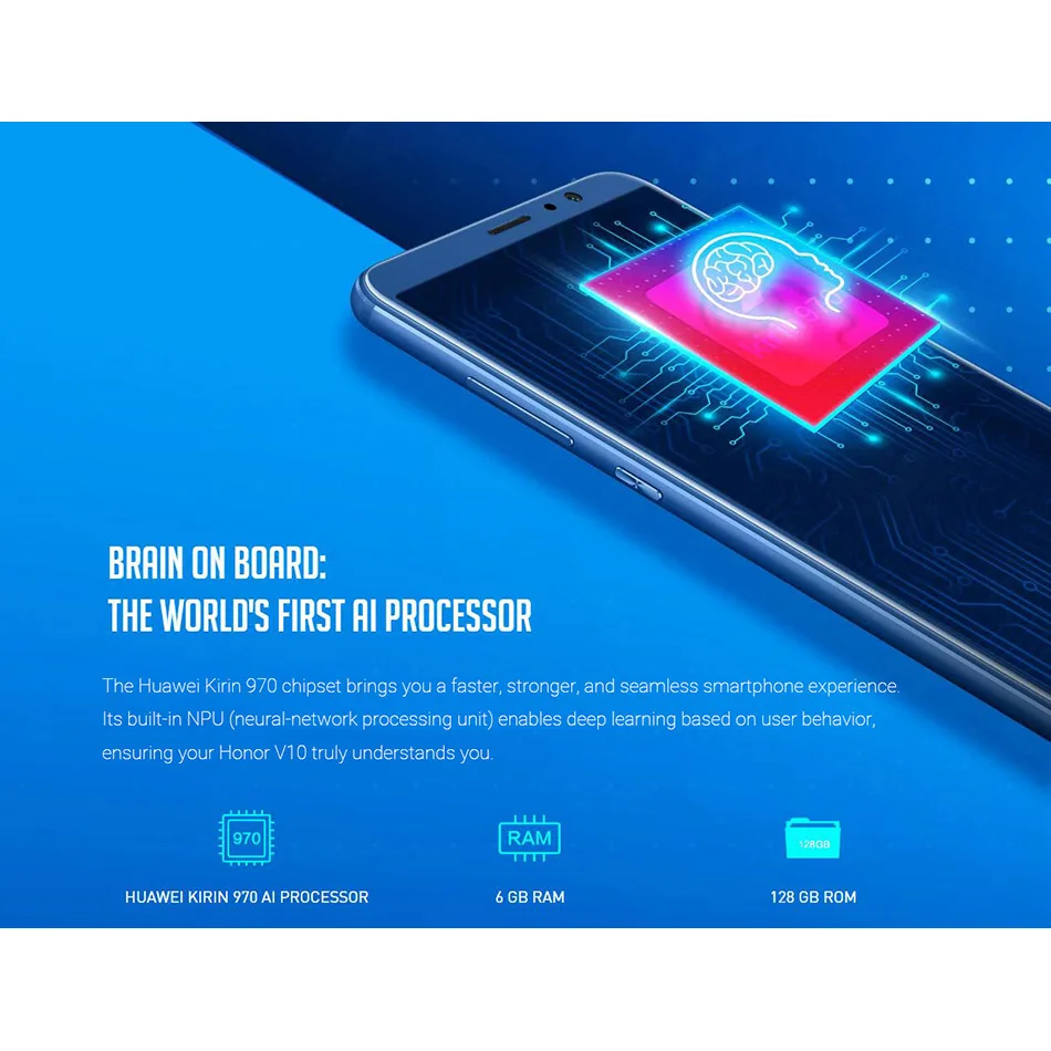 Мобильный телефон Honor V10 4G LTE 6GB 128GB 5,9" FHD+ 1080x2160 Octa Core 16MP 20MP камера 3750mAh Телефон