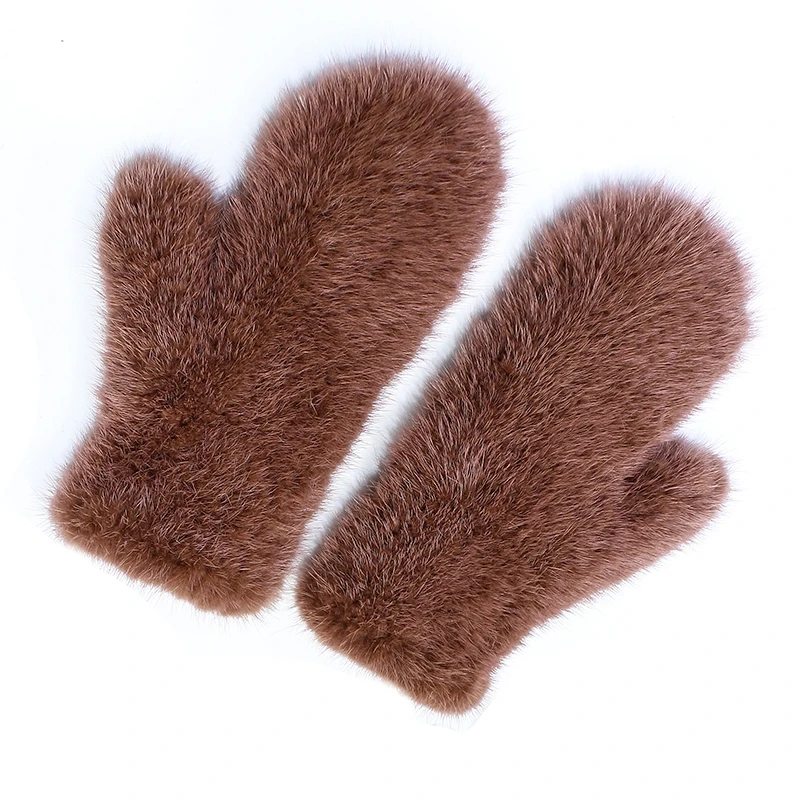 Женские зимние перчатки без пальцев из натурального меха норки эластичные