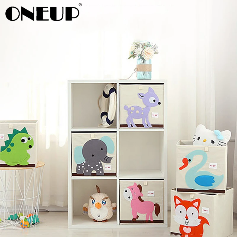 ONEUP 3D вышитый мультяшный ящик для хранения животных детей органайзер игрушек