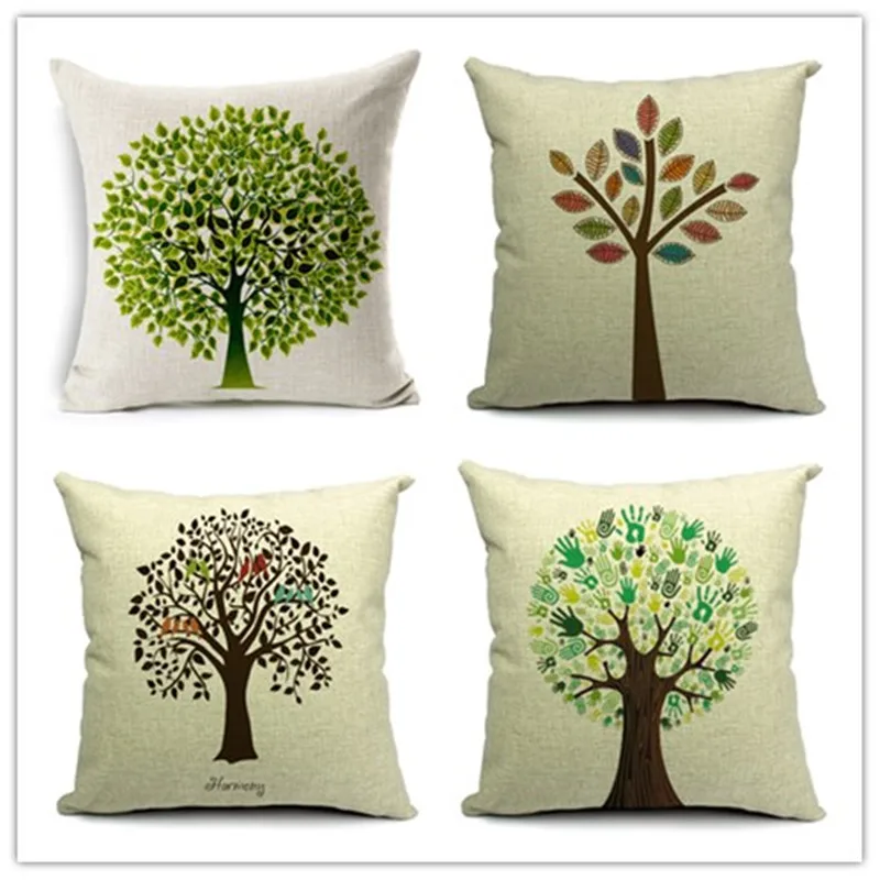 Декоративные подушки в американском стиле с принтом дерева жизни подарочные для