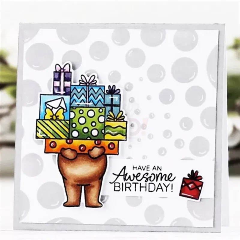 Naifumodo Bear Gifts Stamps and Dies for DIY Scrapbooking Animals Ballon Card Making Metal Cutting Clear Stamp New 2019 | Дом и сад
