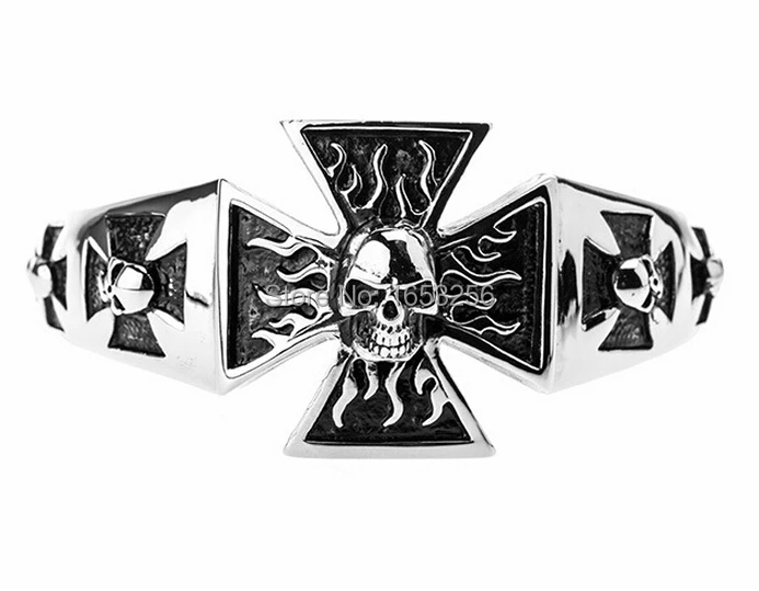 Браслет манжета мужской из нержавеющей стали с черепом 111 г|bangle cross|jewelry leopardbangle style