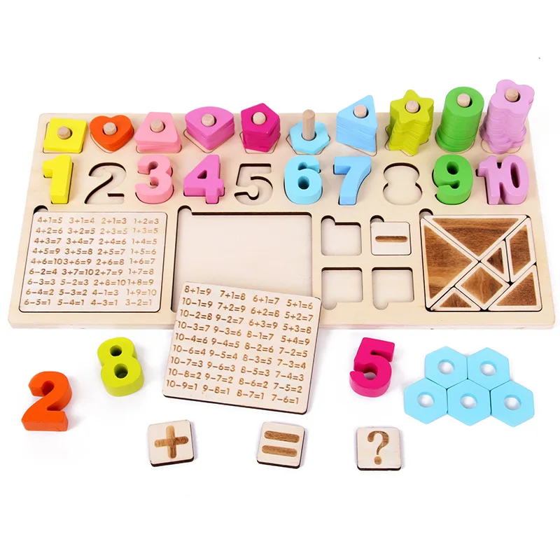 9 styles Children Montessori Math Toys Digital Shape Pairing Learning Preschool Counting Board Kids Educational Wooden gift | Игрушки и