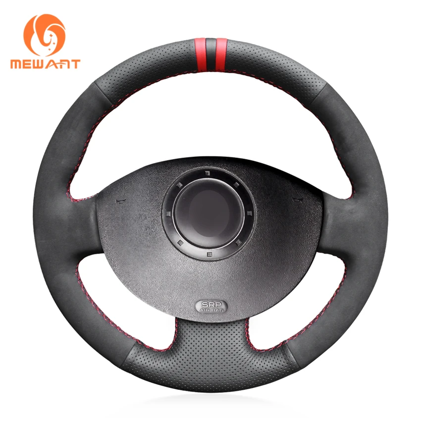 MEWANT черная натуральная кожа черная замша чехол на руль для Renault Megane 2 2003-2008 Kangoo 2008-2012 Scenic 2 2003-2009
