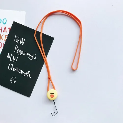 Long lanyard-Sally Мультфильм силиконовый кулон анти-осень милый Универсальный мобильный телефон длинный шейный ремешок телефон Веревка ручной ремешок коричневый Кани - Цвет: Long lanyard-Sally