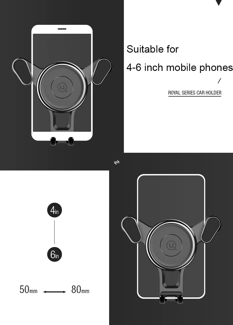 USAMS Универсальный Автомобильный держатель для телефона для iPhone X samsung S10 держатель для мобильного телефона держатель на вентиляционное отверстие автомобиля гравитационный автомобильный держатель