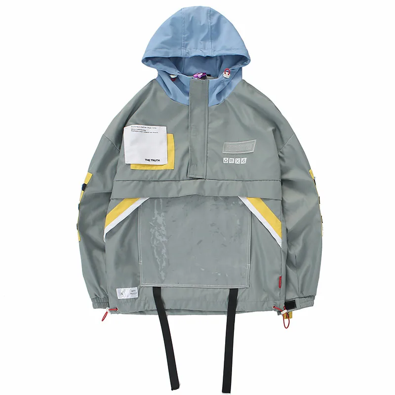 Aolamegs Jackets Men Multi-Pocket Block Jacket Tracksuit High Street Coats Hip Hop Fashion Hip Hop Male Streetwear Windproof