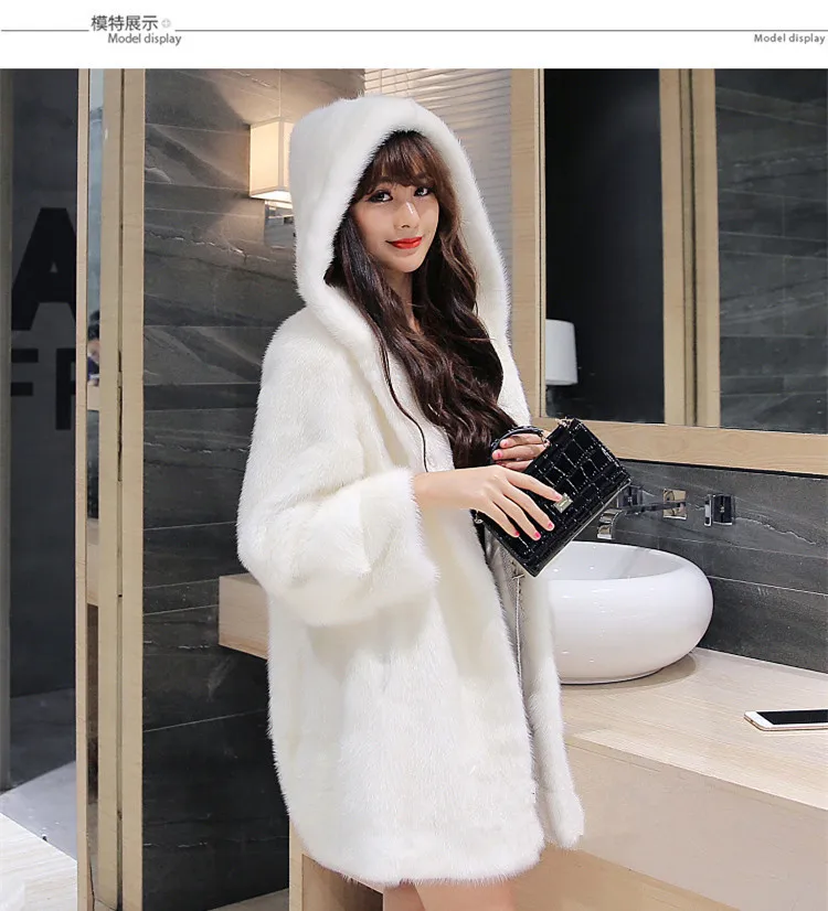 artificial fur coat Women Mink Fur Jacket Women Hooded Faux Fur Rabbit Fur Coat Long Overcoat Plus Size Outwear 4XL Winter Coat