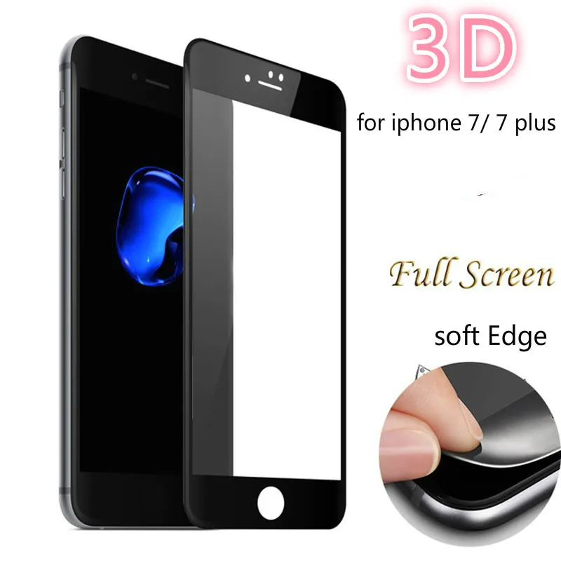 Закаленное 3d-стекло с мягкими краями и полным покрытием для iPhone 7 защита экрана