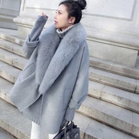spring thickening slim large size woolen coat 2019 new womens wool coat long sleeve solid color