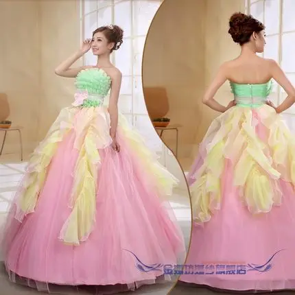 Свободное зеленое и синее Розовое Бальное Платье яркой расцветки королевское