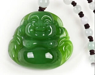 Jew3115 Счастливая Улыбка Будды Хэтянь зеленая яшма нефрит жадеит ожерелье кулон