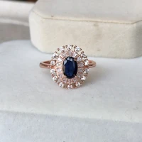 natural blue sapphire oval cut 57mm cab 0 5ct gemstone ring classic design ring in 925 sterling silver for women lady gift