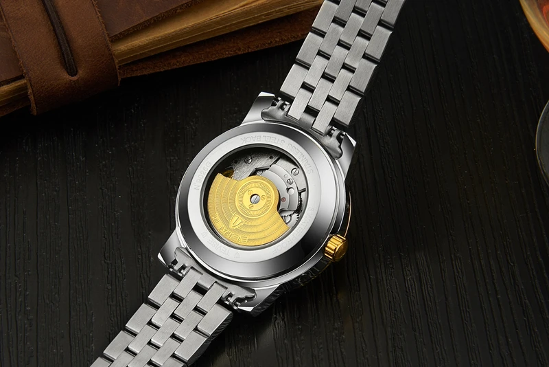 Tevise световой бизнес часы для мужчин Moon Phase авто деловые часы для мальчика подсветка выполните календари Дата Неделя DisplayT803B