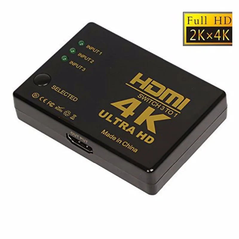 HDMI разделитель, сплиттер 3 в 1 выход 4K* 2K 1080P видеокоммутатор приемный распределитель адаптер портативный для переключения PS4 HDTV XBox dvd-проектор 3D