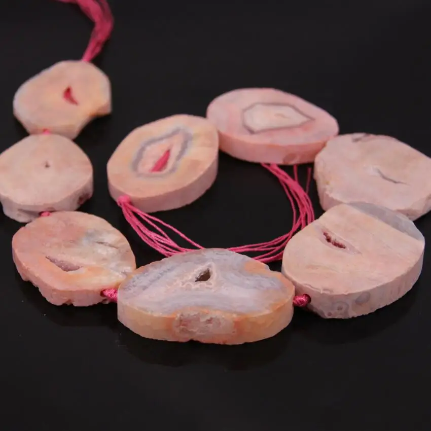 Прибл. 8 шт./нитка большой размер розовые необработанные Агаты бриллиантовые