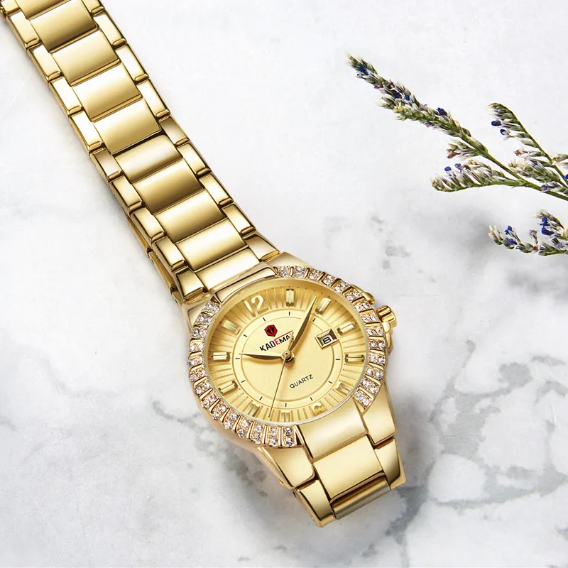 

826 Top Luxury Brand Kademan Ladies Wrist Watches for Women Calendar Fashion Crystals Rhinestone Waterproof Wristwatch Relogio