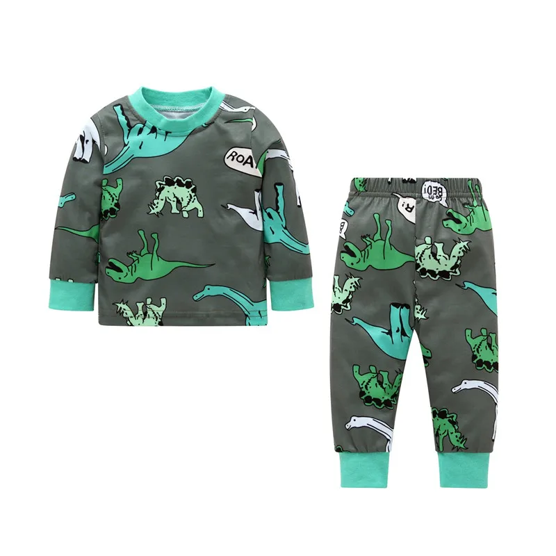 Autumn Long Sleeve Dinosaur T-shirt Tops Pants Outfits Boys Girls Clothing 2PCS Toddler Kids Baby Girl Boy Clothes Set | Детская одежда