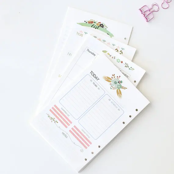 

Flower A5 Filofax Printed inserts /weekly planner Refills planner inserts/monthly/daily/to do