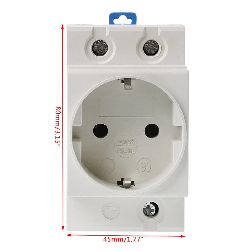 

EU Type 35mm DIN Rail Mount AC Power Socket 16A 250V AC Connector