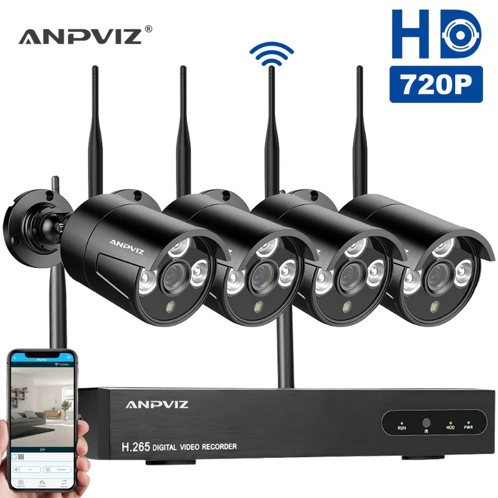 Anpviz HD 1080 P безопасности беспроводной связи Камера Системы 4x720 IP Крытый Открытый