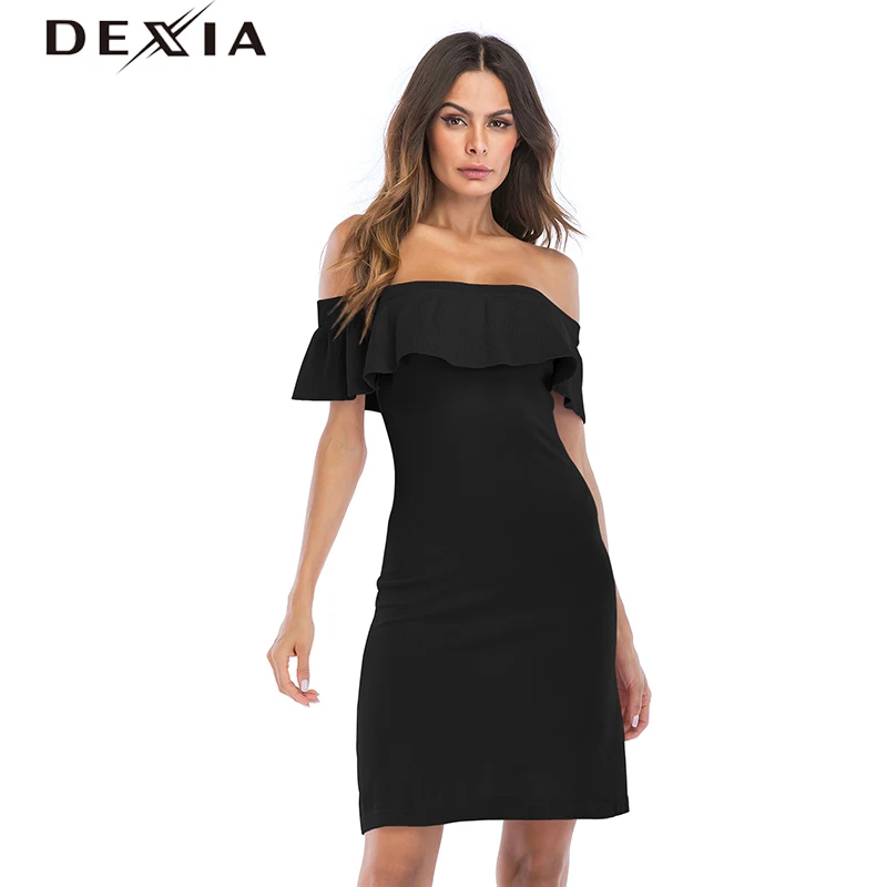 DEXIA/летнее черное Открытое Платье Vestidos De Fiesta вечерние свободные трапециевидные