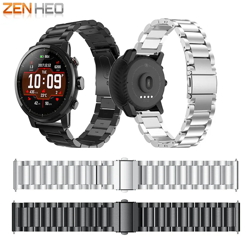 Часы ZENHEO ремешок 22 мм для Xiaomi Huami Amazfit 2 Смарт часы из нержавеющей стали браслет браслетный ремешок для часов аксессуары для часов