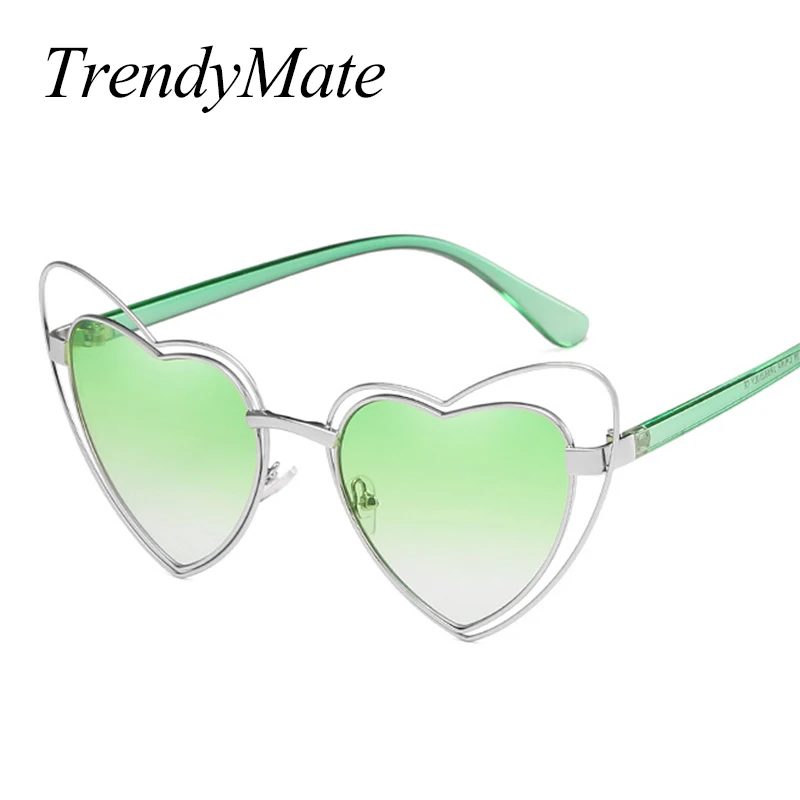 2018 женские солнцезащитные очки в форме сердца металлическая оправа прозрачные
