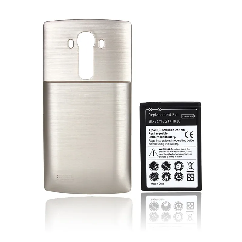 Gold Запасная литий-ионная батарея повышенной емкости 3,85 V 6500mah для LG G4+ чехол на заднюю панель для LG G4 BL-51YF/G4/H818 Bateria - Цвет: Gold