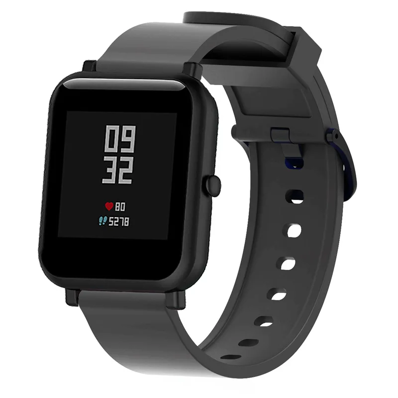 Монохромный ремешок с черной пряжкой силиконовый huami amazfit bip для