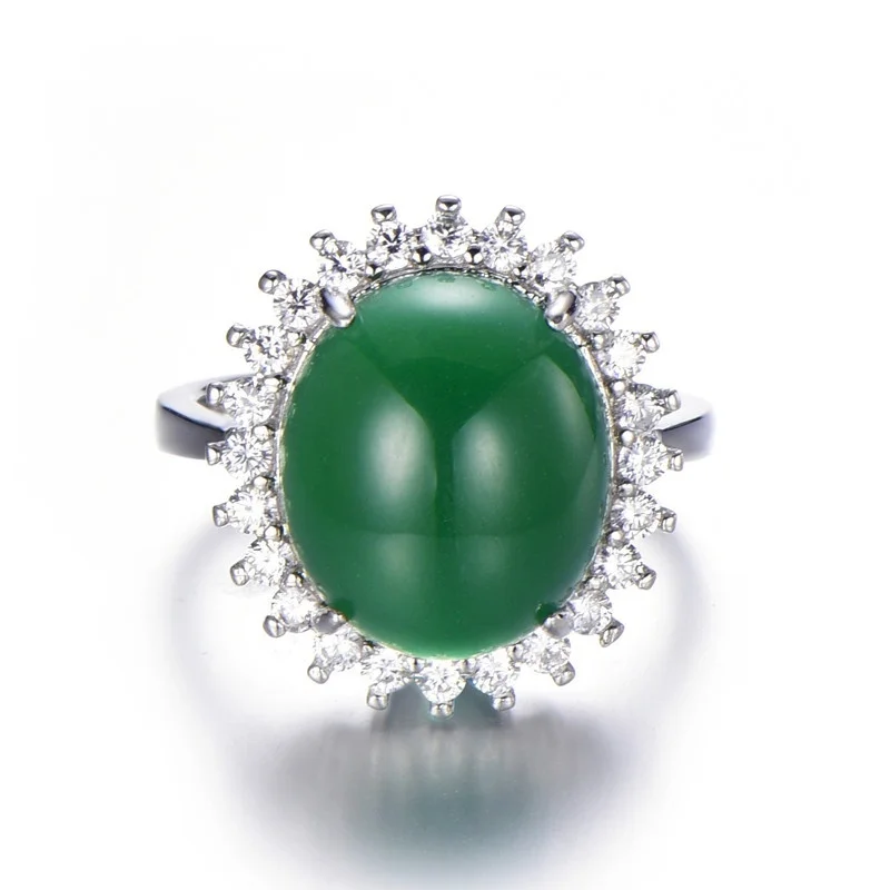 Кольцо из натурального халцедона с серебряным покрытием этническое кольцо