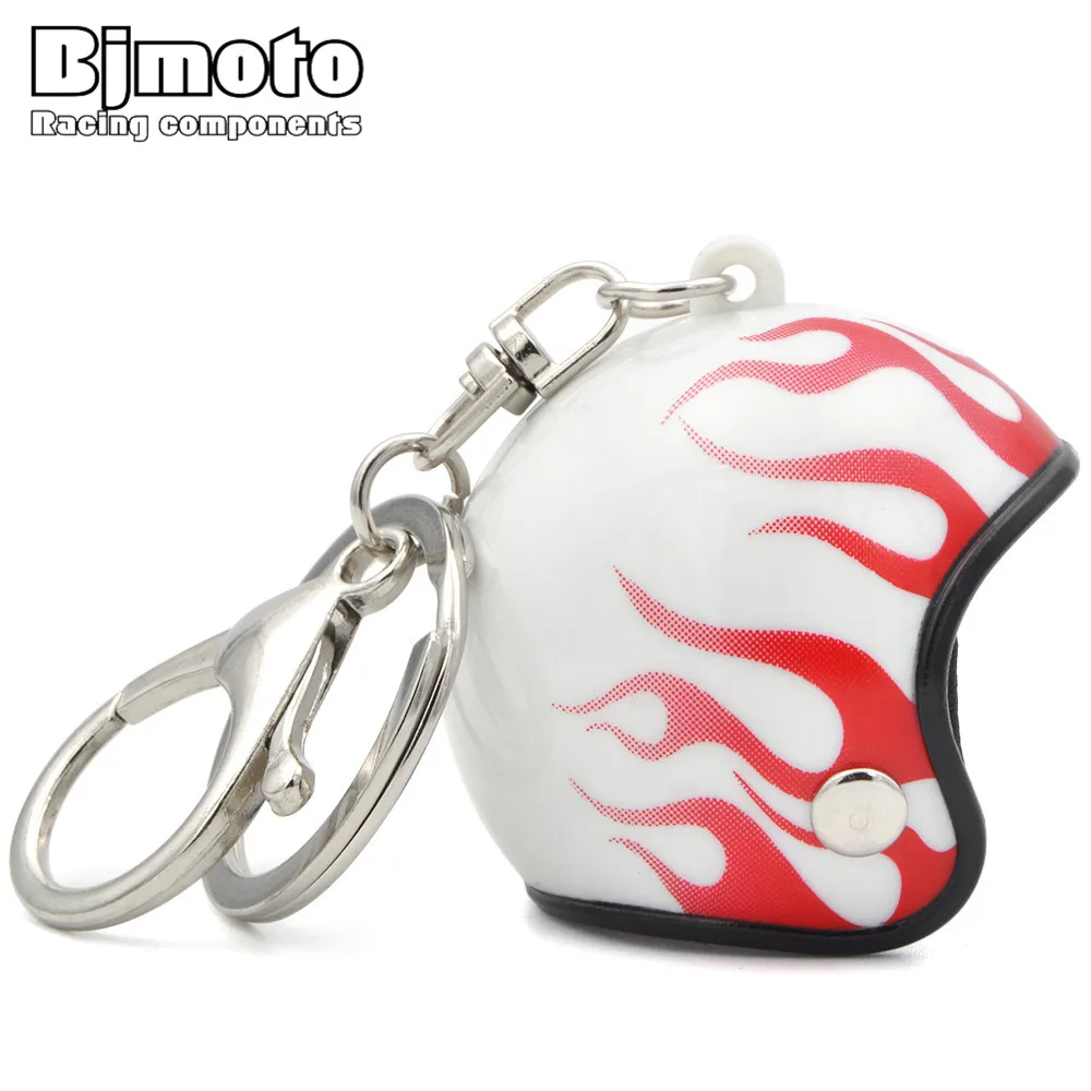 BJMOTO 1PC Модный брелок для мужчин и женщин, Ключевое кольцо С красными пламенами, Мотошлем Цепь для автомобиля, кошелька, сумки, подарок, известность на.