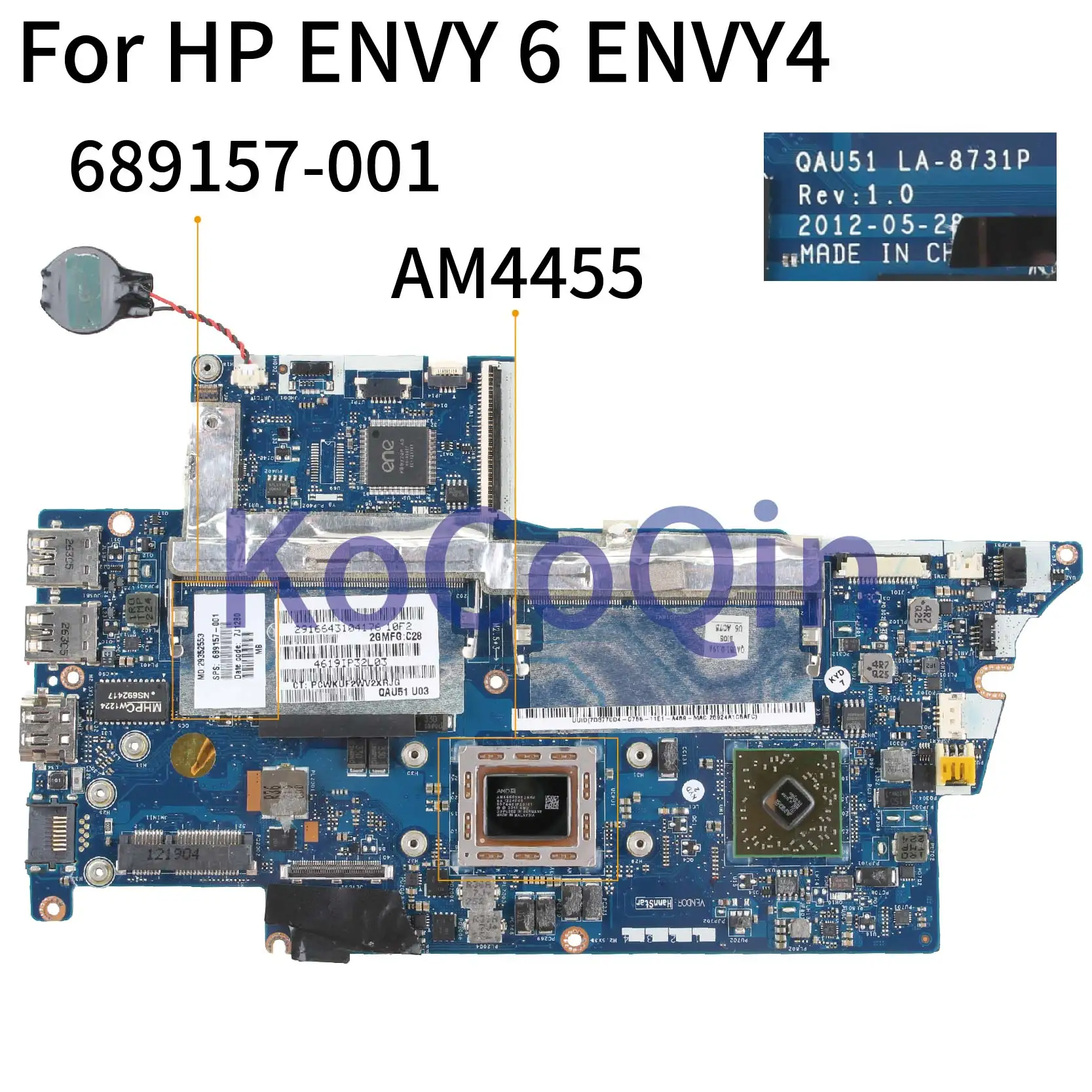 Материнская плата для ноутбука HP ENVY 6 ENVY4 QAU51 LA-8731P AM4455 689157-001 708977-501 689158-001 материнская плата для ноутбука