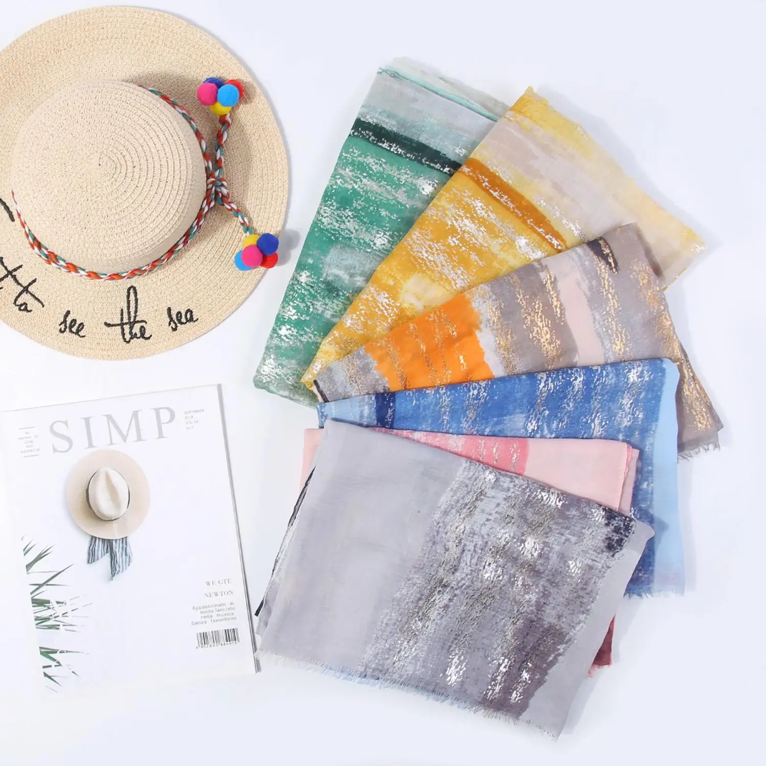 2019 Элитный бренд шарф для женщин с эффектом деграде (переход от темного к блеск