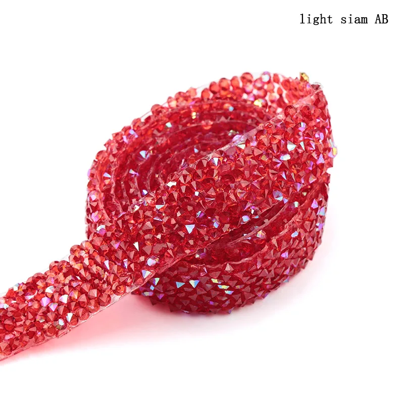 light siam AB 1,5 см модное украшение из горного хрусталя, 1 ярд/Лот Смола Кристалл украшения отделка, обувь окантовка шляпка блестящие украшения QIAO - Цвет: light siam AB
