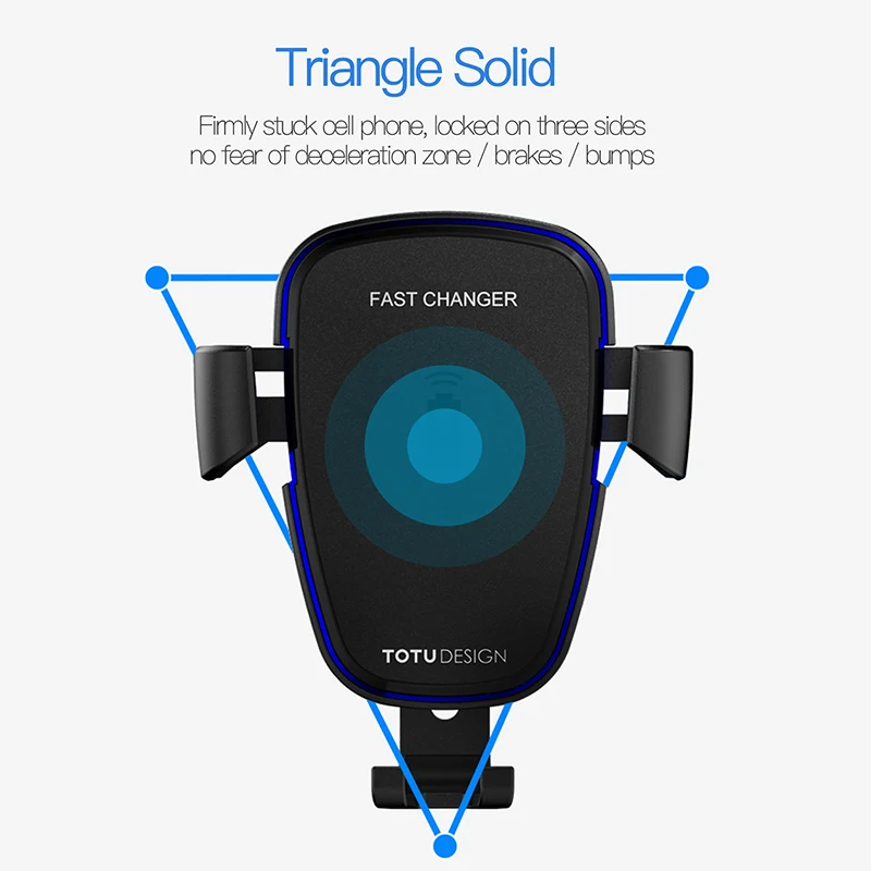 TOTU 2 in 1 Wireless Fast Charging Car phone holder stand For iPhone X 8 Plus Mount Qi Charger for Samsung S8 | Мобильные телефоны