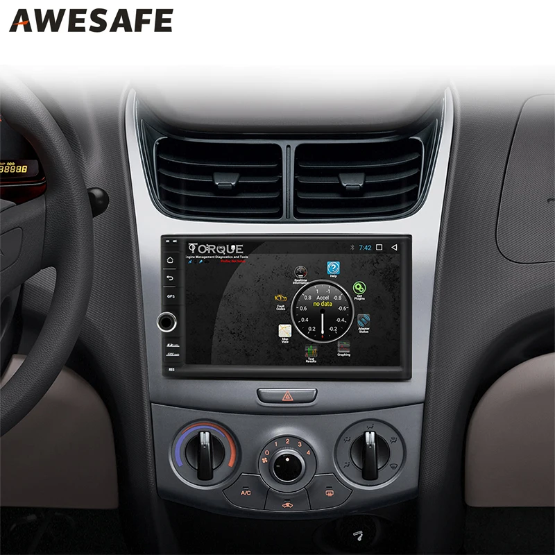 AWESAFE Doble 2 автомобиля гама Радио Android 7.1.2 Универсальный gps WI FI Bluetooth рулевое колесо