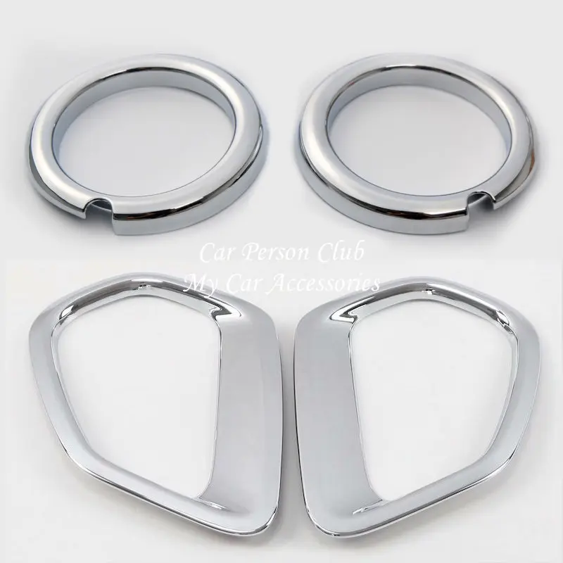Front Rear 4pcs Передняя лампа заднего противотуманного фонаря крышка панели рамка планки для Mitsubishi Outlander 2013- ABS хромированные наклейки аксессуары для автомобиля - Цвет: Front Rear 4pcs