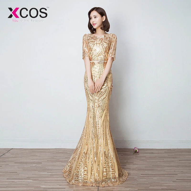 XCOS розовые золотые красные фиолетовые четыре цвета прозрачные вечерние платья с