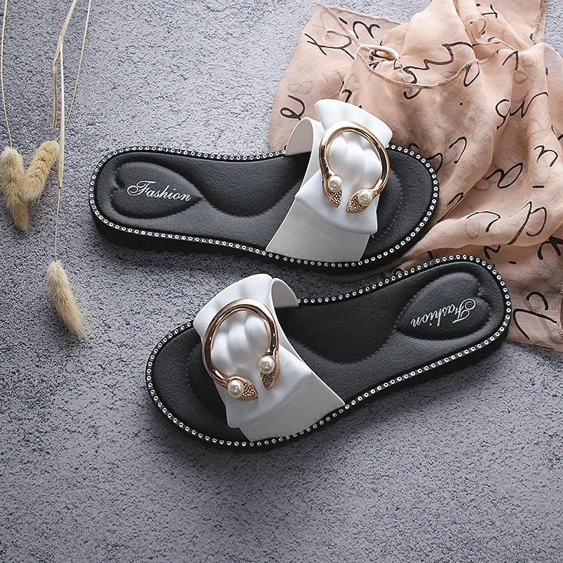 DAOKFPO/2017 г. Летняя пляжная обувь с широко открытым носком сандалии жемчужинами