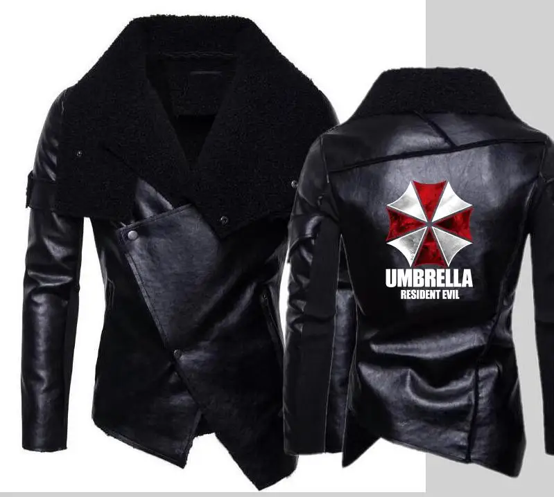 Новый для мужчин локомотив biohazard защиты зонтик кожаная куртка Личность
