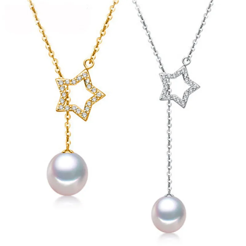 Женский кулон из серебра 100% пробы с натуральным пресноводным жемчугом|freshwater pearl