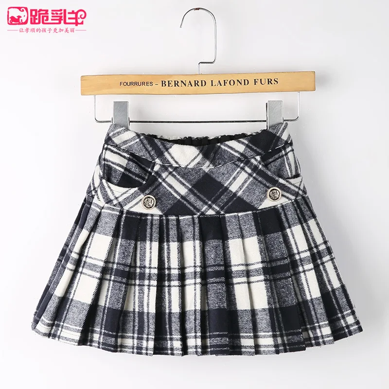 Осенняя модная юбка для девочек новая шерстяная Детская школьная форма