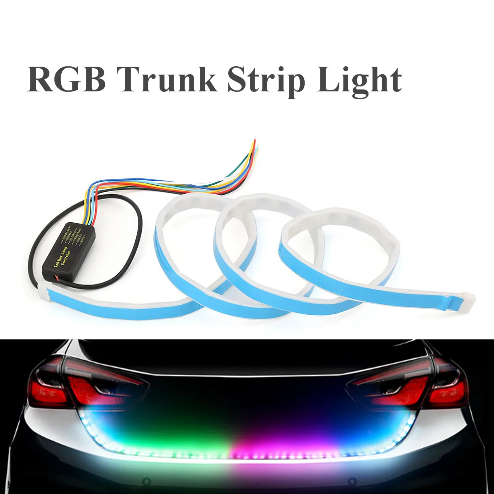 Подсветка багажника Стайлинга автомобилей светодиодный RGB trunk полосы света ходовой плавающий светодиодный динамический стример поворотов Подсветка багажника