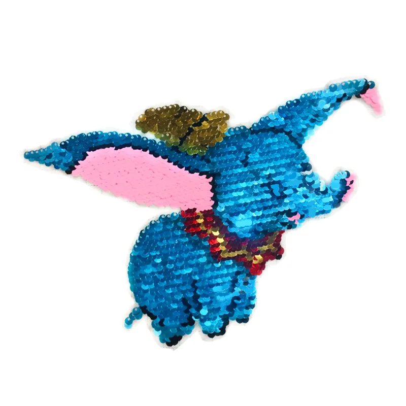 FFLACELL Мультфильм Летающий Слон Дамбо блесток Реверсивный цвет аппликация нашивка