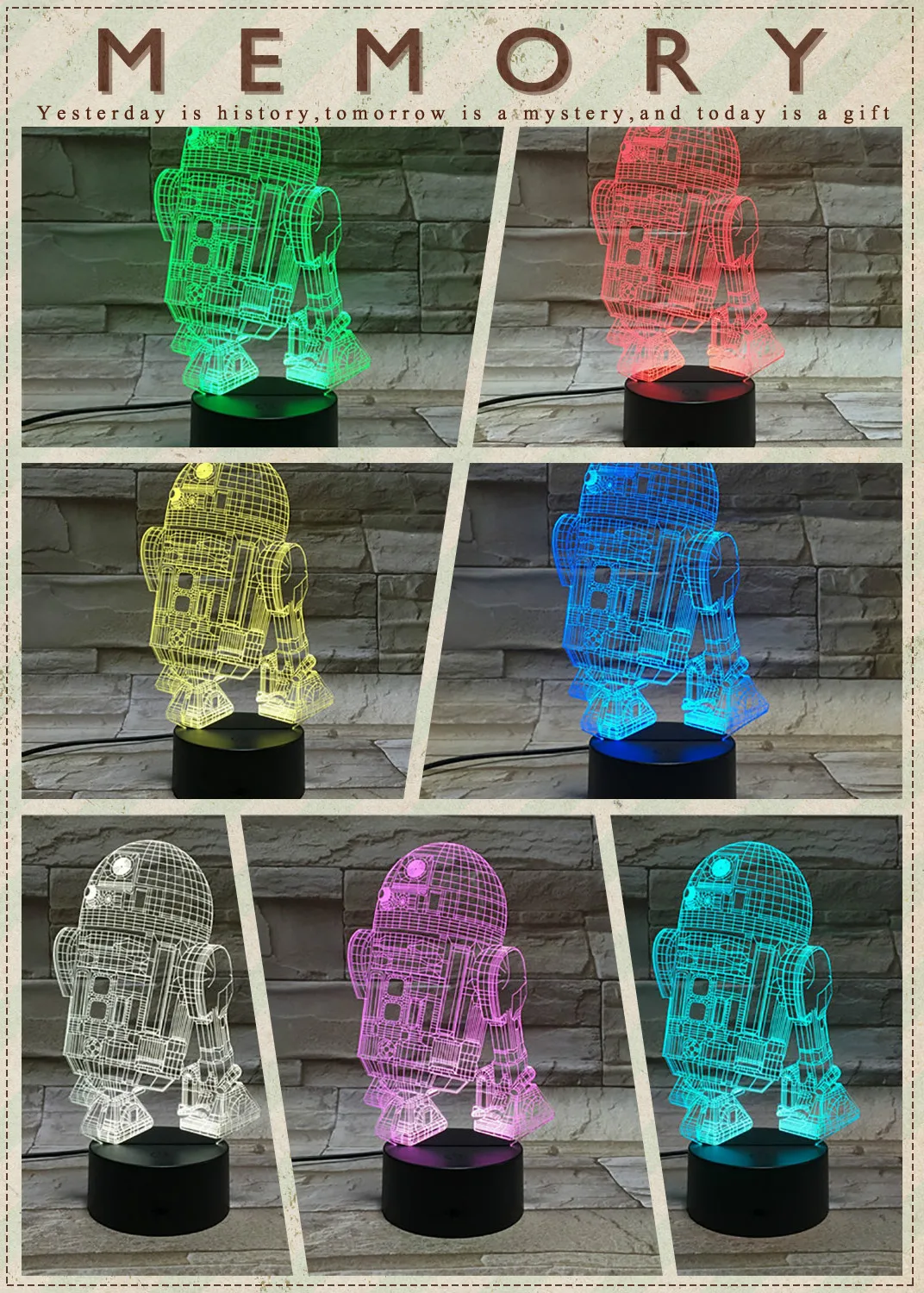Светодиодный 3d-ночник лампа astromech Droid Robot R2 D2 детская спальня декоративное ночное освещение детский подарок на день рождения Звездные войны 3d лампа