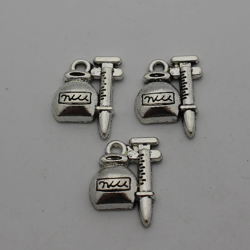 Лидер продаж 12 шт./лот шприц для инъекций подвески шармы из серебряного сплава