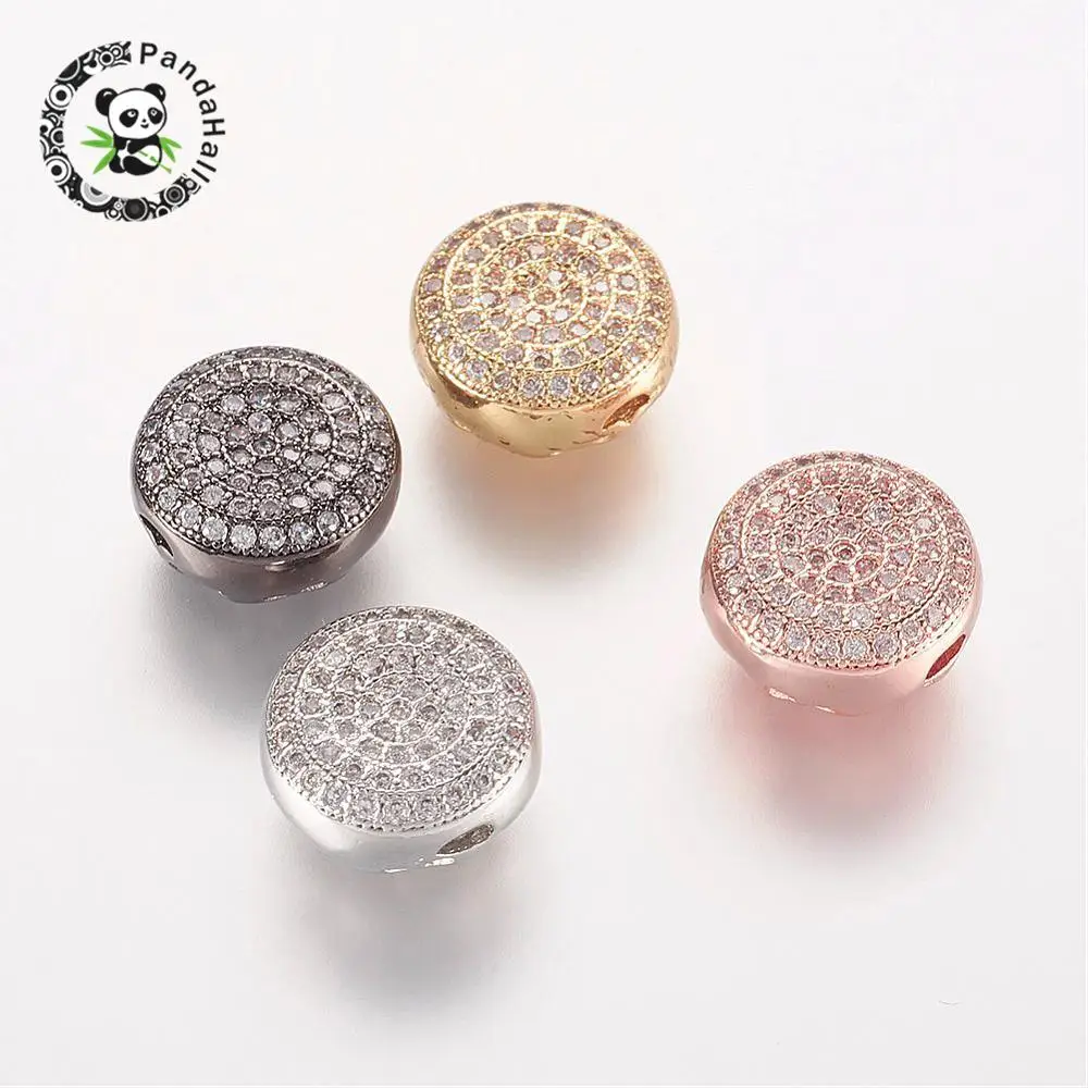 Латунные Микро кубические циркониевые шарики плоский круглый смешанный цвет 11x5 5