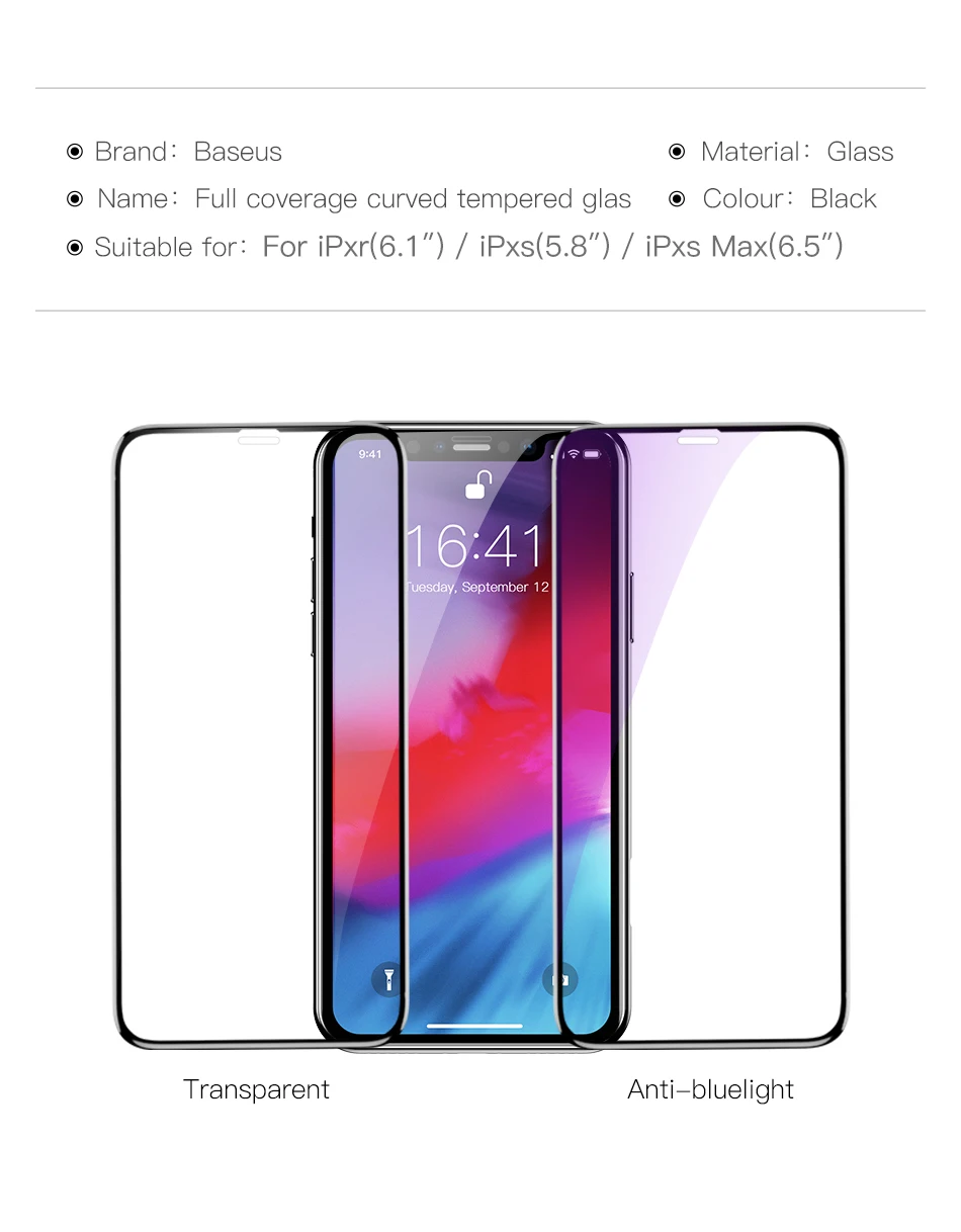 Защитная пленка Baseus 0,3 мм из закаленного стекла для iPhone Xs XR Xs Max, защитная пленка на переднюю панель из закаленного стекла